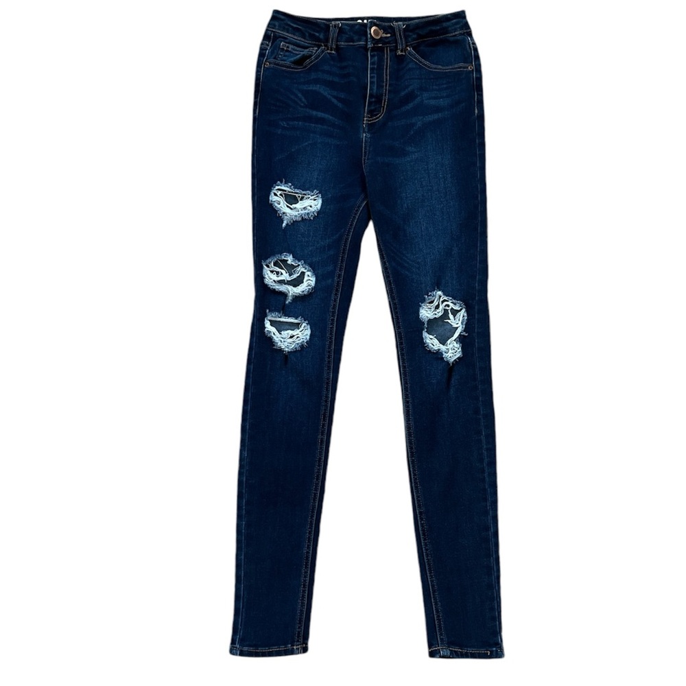 Cali Women's Distressed‎ High Rise Stretch Skinny Jeans Size 3